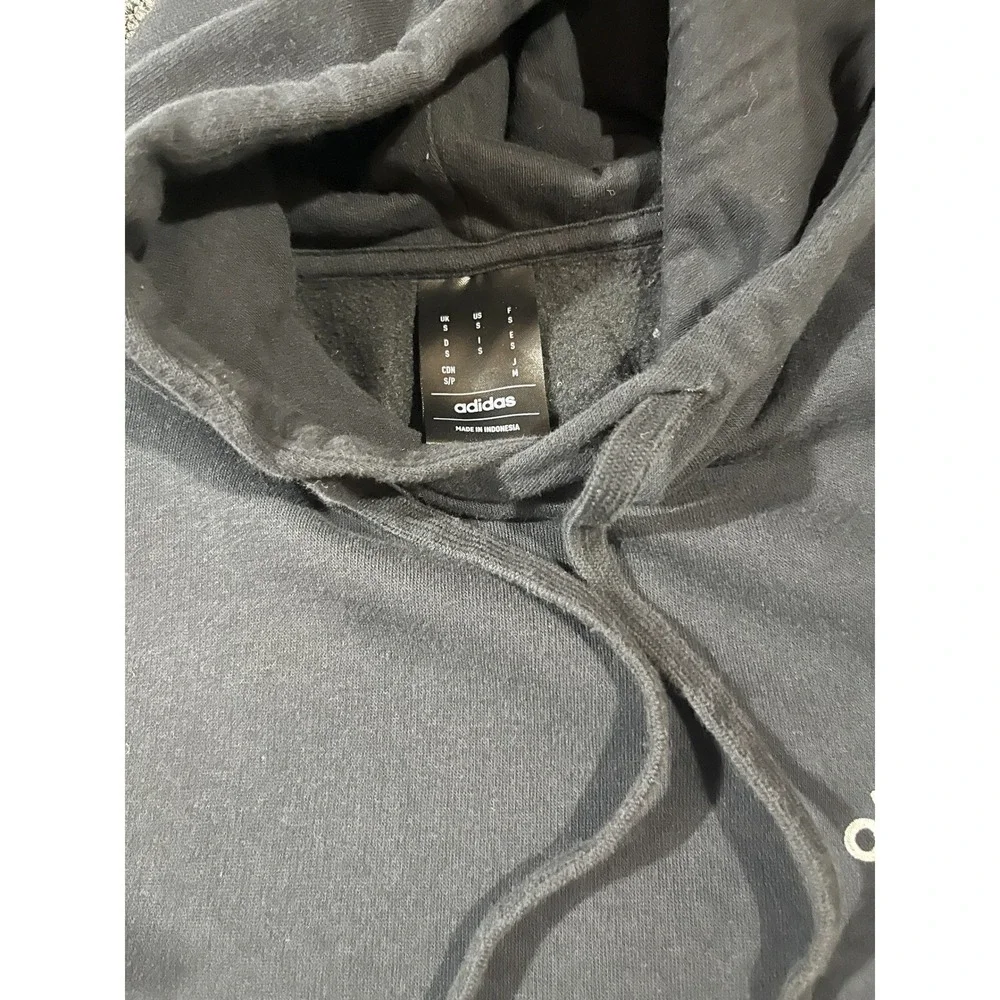Adidas Essentials Fleece Hoodie Black White Logo Pullover Mens‎ Small S